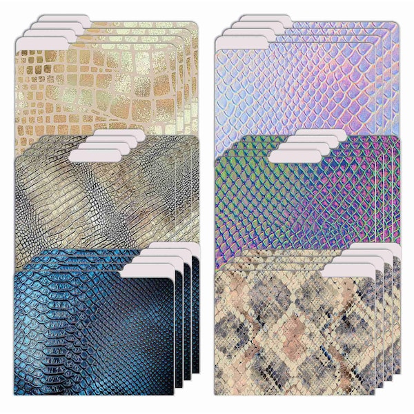 Better Office Products Decorative File Folders, 8 Designs, 95in x 115in 1/3 Cut Tab, Snakeskin Designs, 24 Folders, 24PK 80022 - main